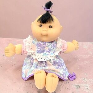 VTG 90's Mattel Cabbage Patch Kids Doll 14" Girl Asian Topknot Floral Dress 1995